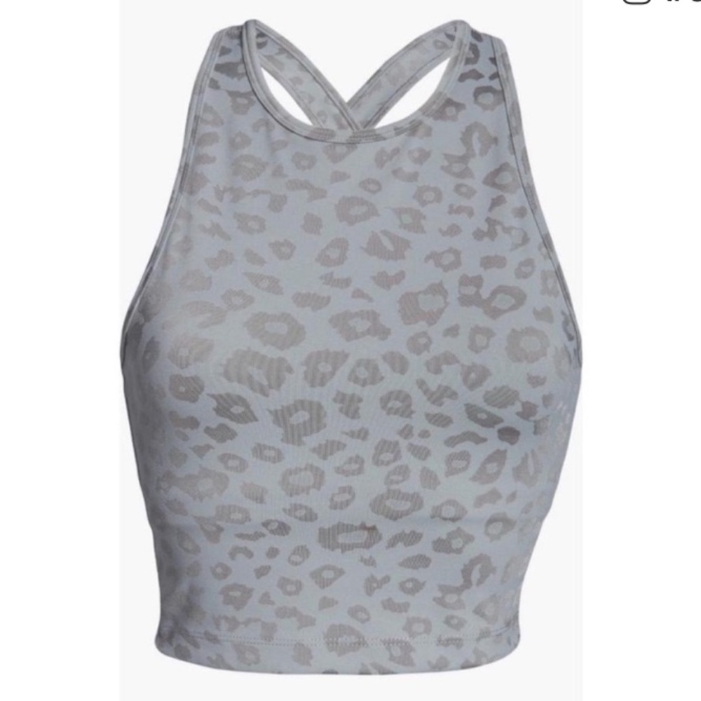 🎁NWT Beyond Yoga Gray Leopard Cross Back Strap Workout Tank Top- Medium
